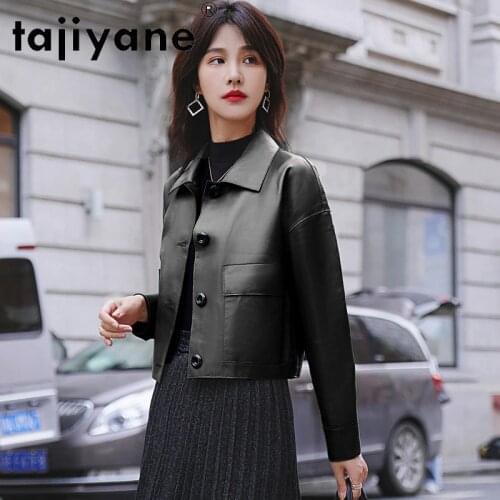 For Jacket Biker Women Spring 2021 Short Real Sheepskin Coat Female Black Leather Jackets Veste Femme Pph4964