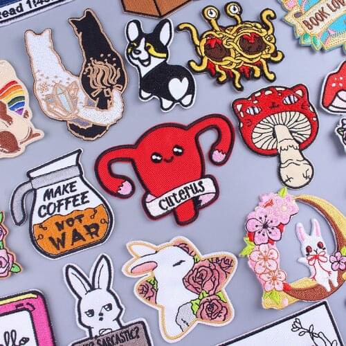 Women Power Patch Sewing Iron On Patches For Clothing Rabbit Cartoon Patch Thermo-Stickers Stripes Appliques Badges On Jacket