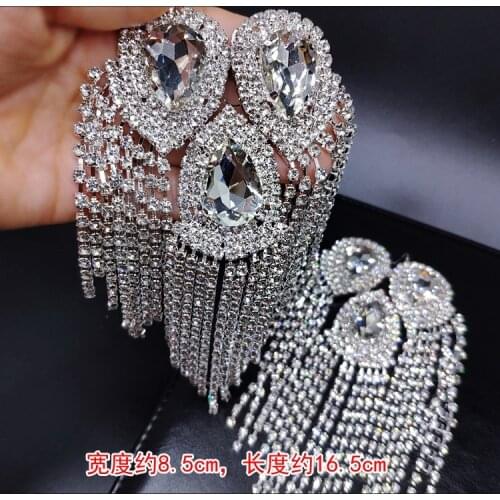 Fashion Handmade Shoulder Jewelry Tassel Rhinestones Epaulettes Clothing Accessories Brooch Glass Diamond Epaulet Shoulder