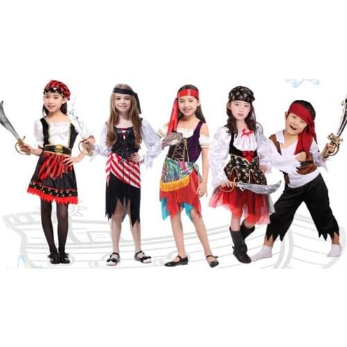 2017 Lovers clothing Pirates of the Caribbean Halloween costume children Pirate Captain Cosplay domineering boy pirate costume