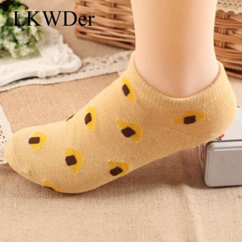 LKWDer 5 Pairs New Products Spring Summer Ladies Small Fresh Boat Socks Cotton Mushroom Womens All-match Ankle Socks Calcetines