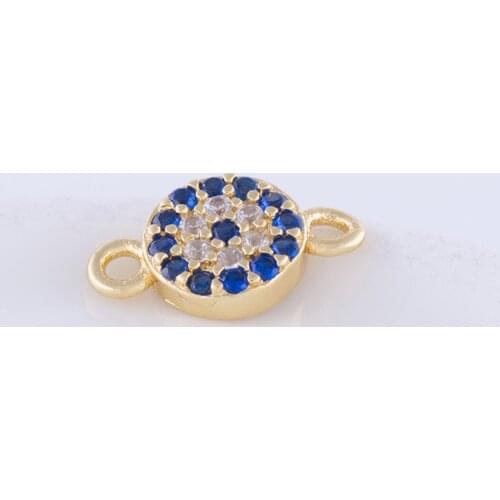 5pcs Shining Zircon Evil Eye Charms Connectors For Bracelets Wholesale Copper Micro Pave Czech Charms Diy Berloques