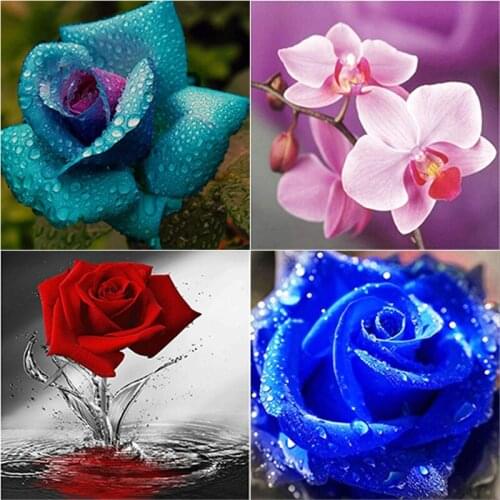 New 5D DIY Diamond Painting Rose Flower Diamond Embroidery Full Square Round Drill Scenery Cross Stitch Crafts Home Decor Gift