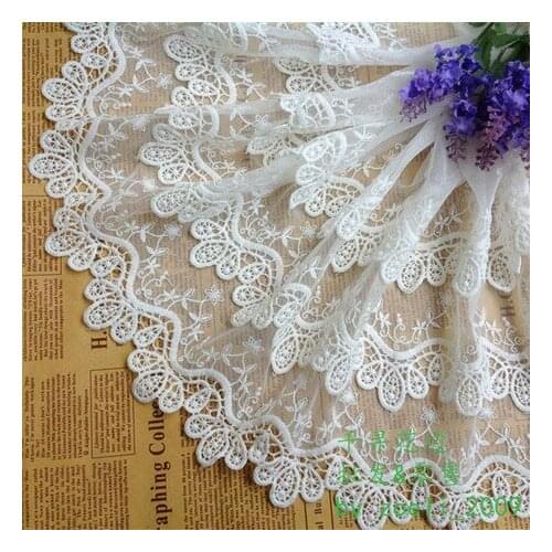 White 35cm wide exquisite three layers of water soluble net lace fabric garment dress accessories