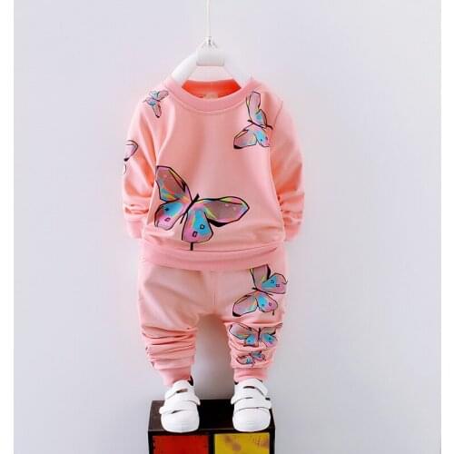 Bibicola spring autumn girls clothing set new girls spring children cotton casual clothing print shirt+pants 2 pieces suit set