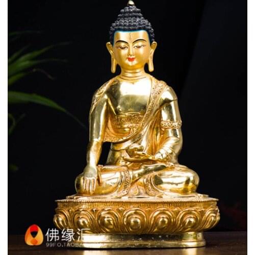 LARGE WHOLESALE BUDDHIST SUPPLIE BUDDHISM THAILAND INDIA FAMILY PROTECTION HOLY SAKYAMUNI GILDED BUDDHA COPPER GOOD STATUE