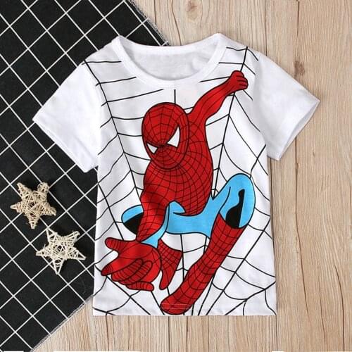Spiderman 100%cotton Cartoon T Shirt for Boys Kids Clothes Tops Childrens Clothing Kid Girls T-shirts Summer Fahion 3D Tshirts
