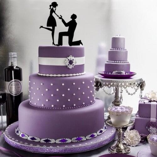 Black Acrylic Romantic Proposal Cake Topper Wedding Cake Decorations Wedding Party Supplies OH025