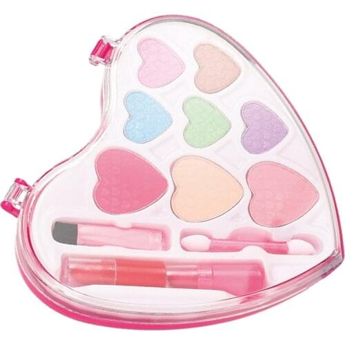 Kids Heart Cosmetic Toy Dress Up Beauty Set For Girls W/ Lipstick Eye Shadow