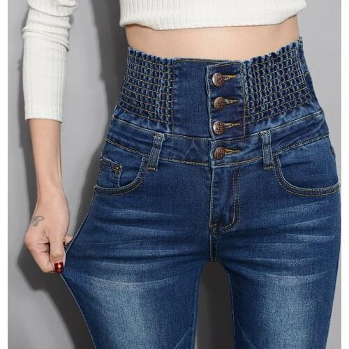 Denim Pants Autumn Winter Jeans For Women High Waist Skinny Warm Thick Jeans Womens High Elastic Plus Size Stretch Jeans Velvet