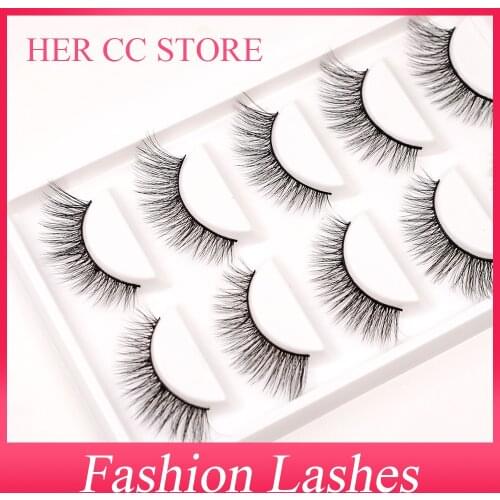 INDIVIDUAL PACKING 5PAIRS 0.07mm 3D SOFT DRAMATIC NATURAL THICK FASHION FALSE EYELASHES HIGH QUALITY MAKUP（819)