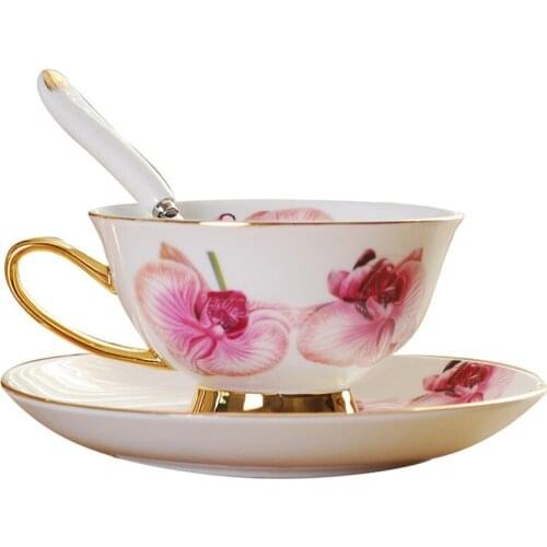 Nordic Style Bone China Coffee Cup Saucer Spoon Set 200ml British Cafe Porcelain Tea Cup Advanced Ceramic Teacup