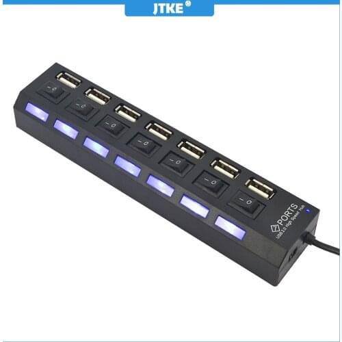 JTKE USB 2.0 Hub USB Hub 2.0 Multi USB Splitter 3 Hab Use Power Adapter 4/7 Port Multiple Expander 2.0 USB3 Hub with Switch for