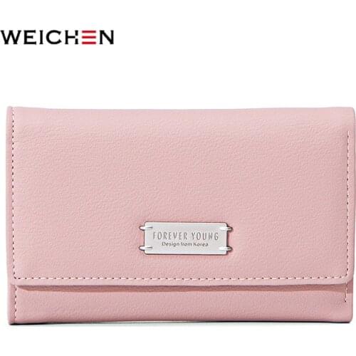 WEICHEN Trifold Wallet Women with Card Holder Zipper Poucht Coin Purse Ladies Wallet Female Purses Short Carteira NEW Design