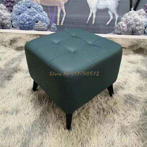 The first layer leather sofa stool living room household shoe changing stool door leather foot stool modern makeup stool ins Nor
