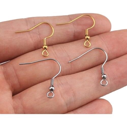 50pcs/lot Gold Steel Tone Anti-allergenic Stainless Steel Surgical Steel Earring Hooks for Earring Making Accessories Hand Made