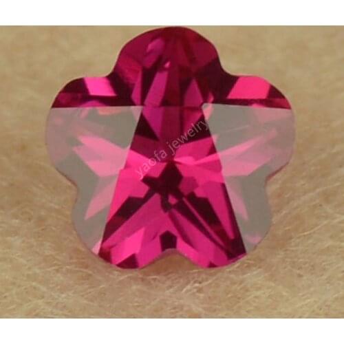 3x3mm~8x8mm Five-petal leaves Flower Shape Cut 5# Red Corundum Rose color Rubys Synthetic Corundum Stone Loose Gems For Jewelry