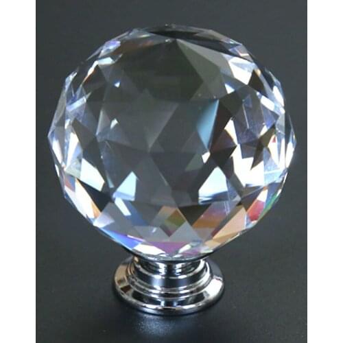 40mm fashion diamond head drawer tv cabinet knobs pulls glass crystal silver kitchen cabinet cupboard dresser door handles knobs
