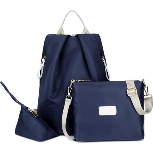 Fashion girl nylon school bag women backpack leisure 3 pcs backpack set travel bag new lady shoulder bag