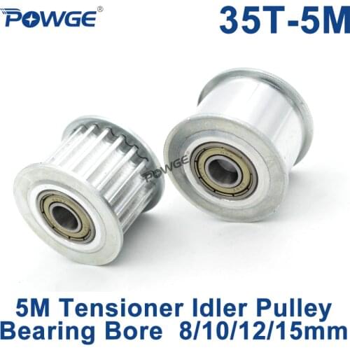 POWGE 36 Teeth 5M Idler Pulley Tensioner Wheel Bore 8/10/12/15mm with Bearing Guide HTD5M synchronous pulley Gear 5M 36teeth 36T