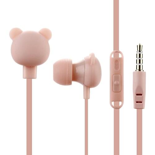 Cartoon Cute Earphone 3.5mm In Ear Wired Headset With Mic Animal Bear earphone For iPhone Samsung xiaomi For Children Gift Girls