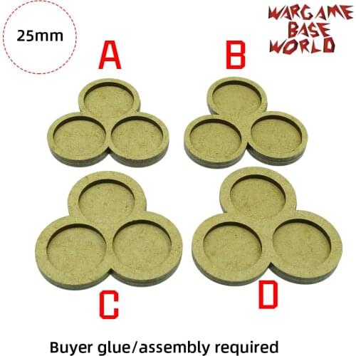 Wargame Base World - Movement Tray - 3 round 25mm - 3 sets