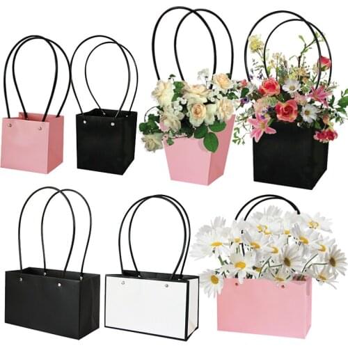 Portable Flower Box Waterproof Paper Handy Gift Bag Kraft Handbag Wedding Party Favors Rose Storage Boxes Packaging Gift Box