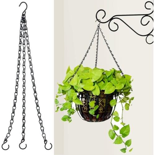 Garden Home Decorative Hanging Chain Set Outdoor Flowerpot Plant Hook Iron Black Durable Pot Chains