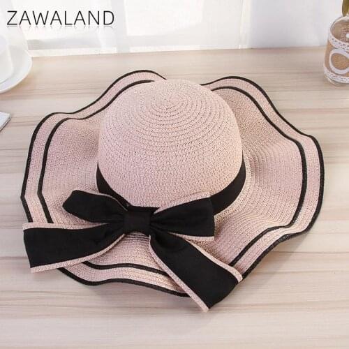 Zawaland New British Style Straw Caps Curled Wide Brim Hat Women Casual Fashion Sun Hat Seaside Caps Female Summer Beach Hats