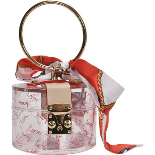 Women Totes Female Shoulder Bags Chain Handbags Round Iron Ring Transparent Jelly Ladies Bucket Bag Brand Designer Top-Handle