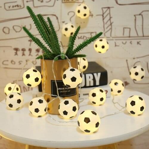 Led World Cup Theme Football Lamp String Bar Ktv Atmosphere Decorative Creative Modeling Battery Ball String Lights Decorations