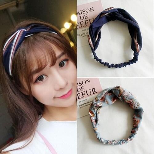 Cloth Floral headband Fashion Retro Women Elastic Turban Twisted Knotted headband Floral Wide Stretch Girls Hair Headdress