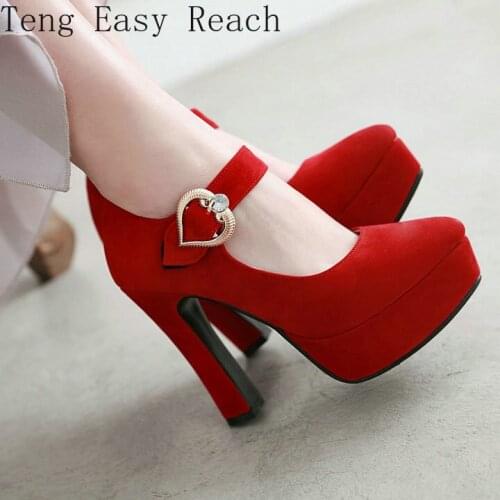 2021 Female High Heels Flock Mary Jane Pumps Platform Shoes Super High Heels Party Shoes Spring Autumn Shoes Women