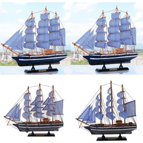 Vintage Wooden Sailboat Home Nautical Decor Mediterranean Pirate Ship Model