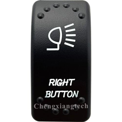Dual White Led Light 12V 24V Car Boat Caravan Rocker Switch Laser Engraving RIGHT BUTTON, 5 Pin On Off SPST Waterproof