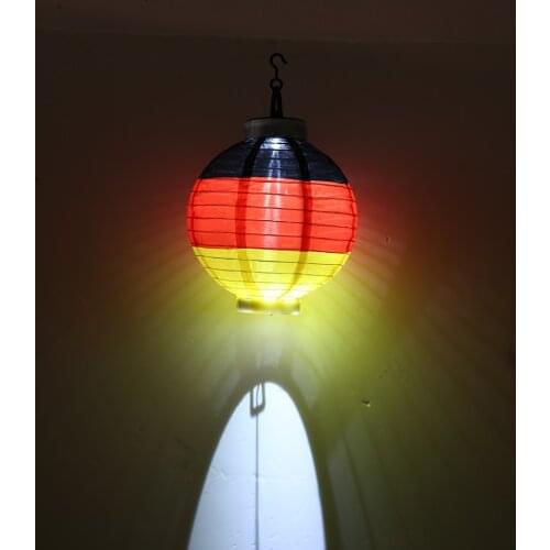 2pcs Waterproof Solar Lantern Lamp Party Outdoor Hanging German Flag Lamp Festival Decoration Outdoor Lighting