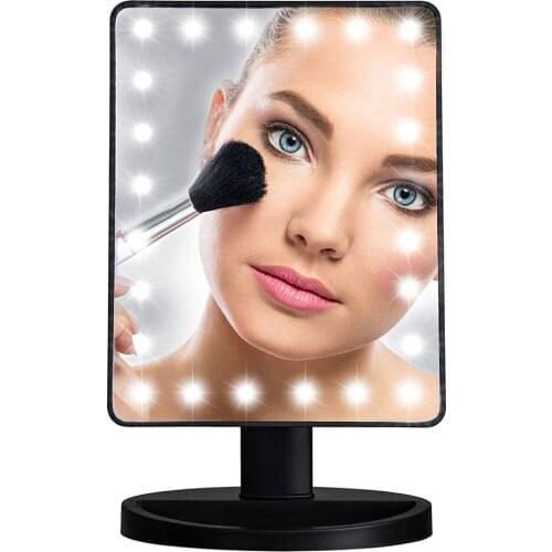 DONWEI LED Touch Screen 24 Light Makeup Mirror Table Desktop Makeup Mirrors Vanity Light Health Beauty LED Mirror Battery power
