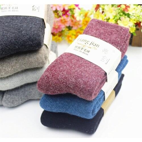 Winter wool thick warm socks ladies solid color warm socks super thick female Meias socks female models