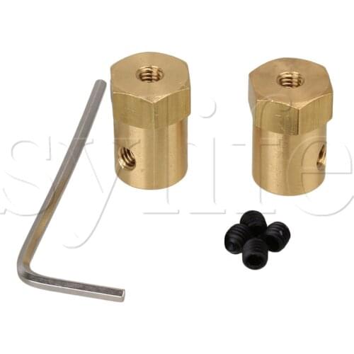 Golden Tone 3mm Brass Shaft Motor Flexible Coupling Coupler For DC Motor Robot DIY Pack of 2
