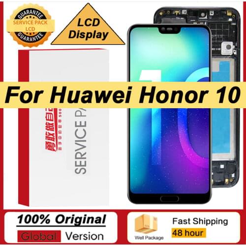 100% Original LCD with Frame + Fingerprint for HUAWEI Honor 10 Display Touch Screen Digitizer Assembly COL-L29 Repair Parts