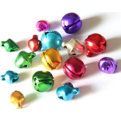 100 pcs/lot 6/8/10MM Mix Colors Metal Loose Beads Small Jingle Bells Pet bells Bells Christmas Decoration Gift