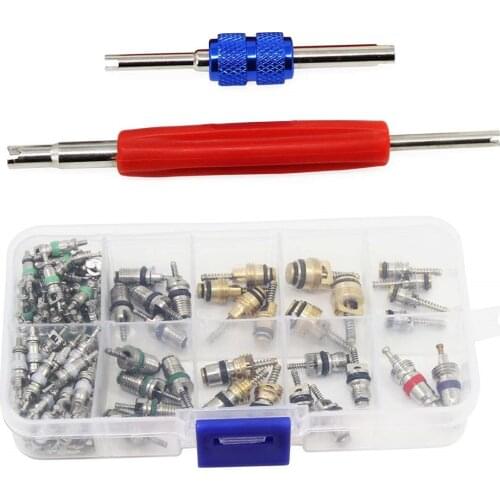 102Pcs Car A/C Air Conditioning R134a Valve Core Assortment+Remover Tool Kit Set Handy Valve Core Removal Tubeless Core Kit valv