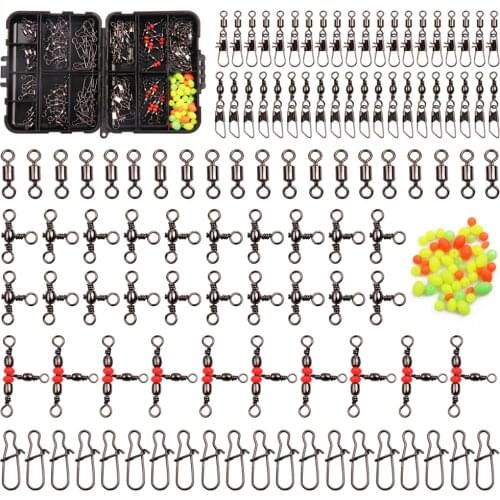 140Pcs Fishing Swivel Kit Include Ball Bearing Swivel Snap Barrel Triple Swivels Connector For Fishing Accessory Set