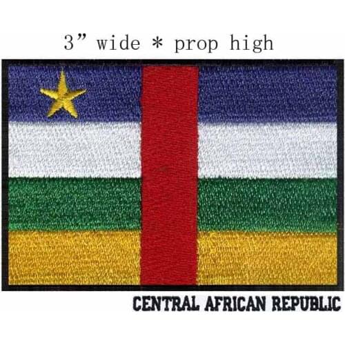 3" wide Central African Republic embroidery flag patch for Yellow star in left top side/Green means forest