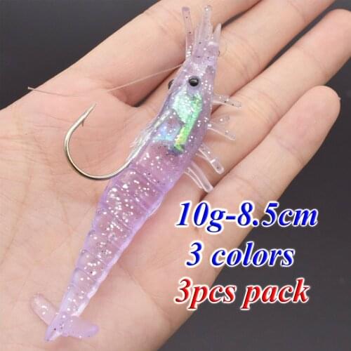3pcs/lot Silicone Shrimp Soft Fishing Lures Worm Bait Artificial Soft Fish Lure Sinking Swimbait Saltwater Fishing Tackle