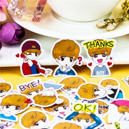 40pcs cute Comics boys stickers waterproof for phone car Label Decorative Stationery Scrapbooking DIY Diary Album toy Sticker