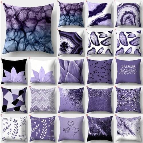 45*45cm Purple Geometric Pillow Covers Decorative Cushion Cover Throw Pillow Case for Home Sofa Decoration Square Pillowcases