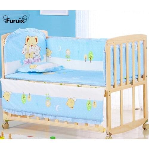 5Pcs/Set Cartoon Animal Baby Crib Bed Bumper for Newborns Infant Bedding Set 100% Cotton Removable and Washable Babys Mattress