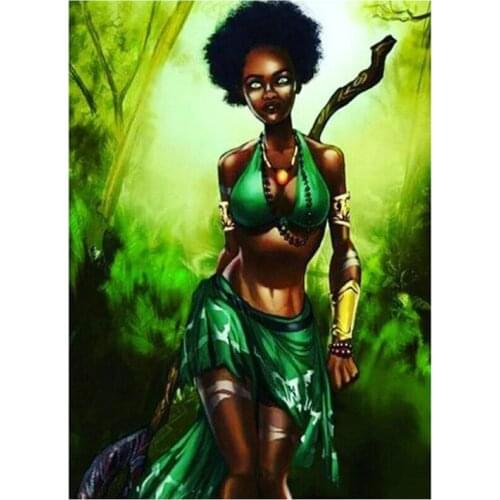 5D Diy diamond painting African woman full square round 5d cross stitch diamond embroidery puzzle wedding decorationZP-1716