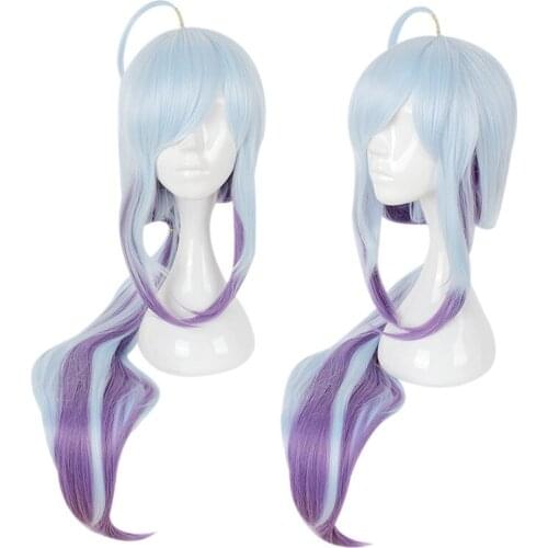 Anime Vocaloid Cosplay Hair Long Light Blue Purple Headwear for Costume Party Synthetic Hair